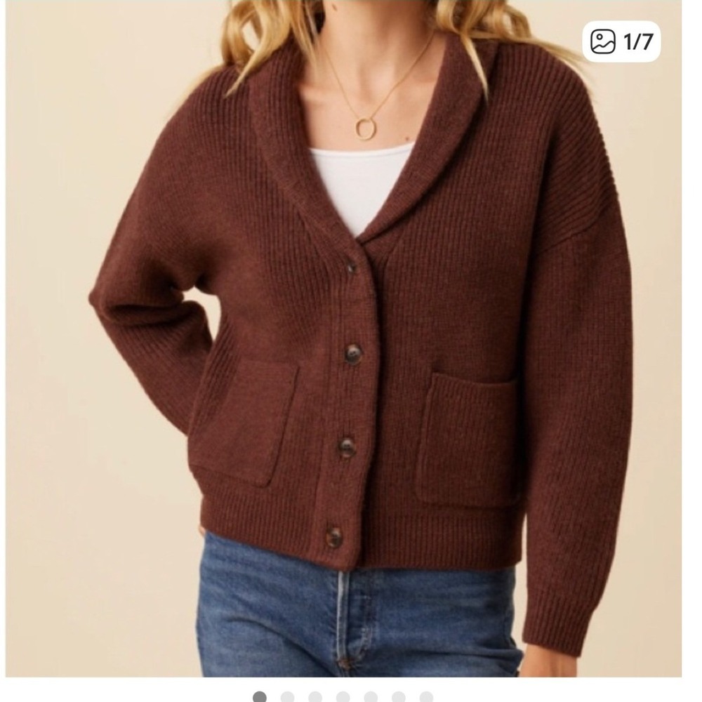 Amour Vert Scout Brown Cardigan Sweater XS 10046